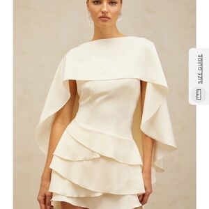 Miss Rosier Satin Ruffle Mini Dress